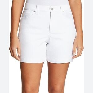 Gloria Vanderbilt Women's Amanda Shorts Zipper Pockets Sequins White Jeans Sz 10